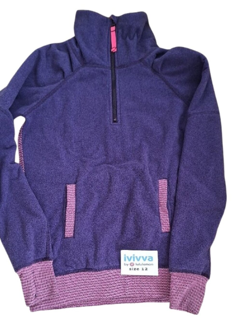 Ivivva by Lululemon 🍋 Girl Sherpa Lined Purple Pullover thumbholes size 12